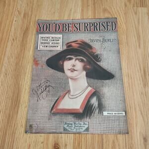 1919 You'd Be Surprised Irving Berlin Ziegfeld Follies Sheet Music Cover Art